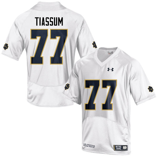 Men's NCAA Notre Dame Fighting Irish #77 Brandon Tiassum Stitched College Under Armour Authentic White Football Jersey JT10P13CV